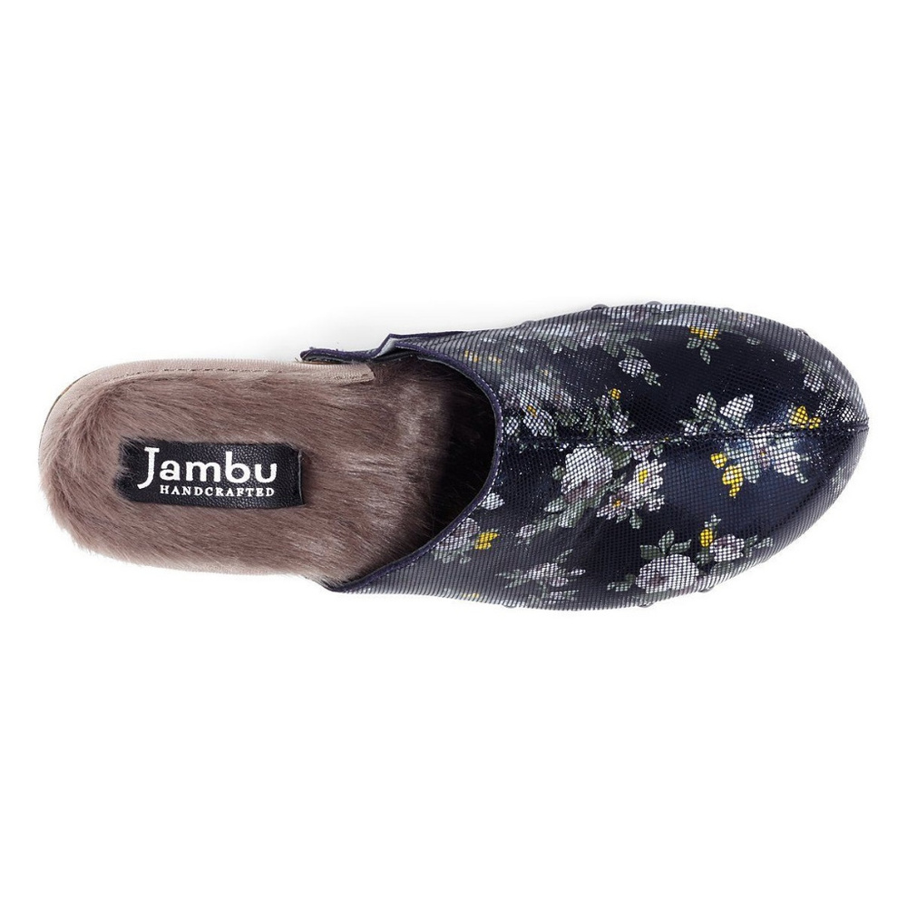 NWOT Jambu Monaco Floral Leather Mule Clogs/ Dark Navy - Picture 4 of 5